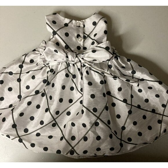 Marmellata Infants Party Holiday Christmas White Black Polka Dot Dress Sz-6-9mo - Picture 3 of 6